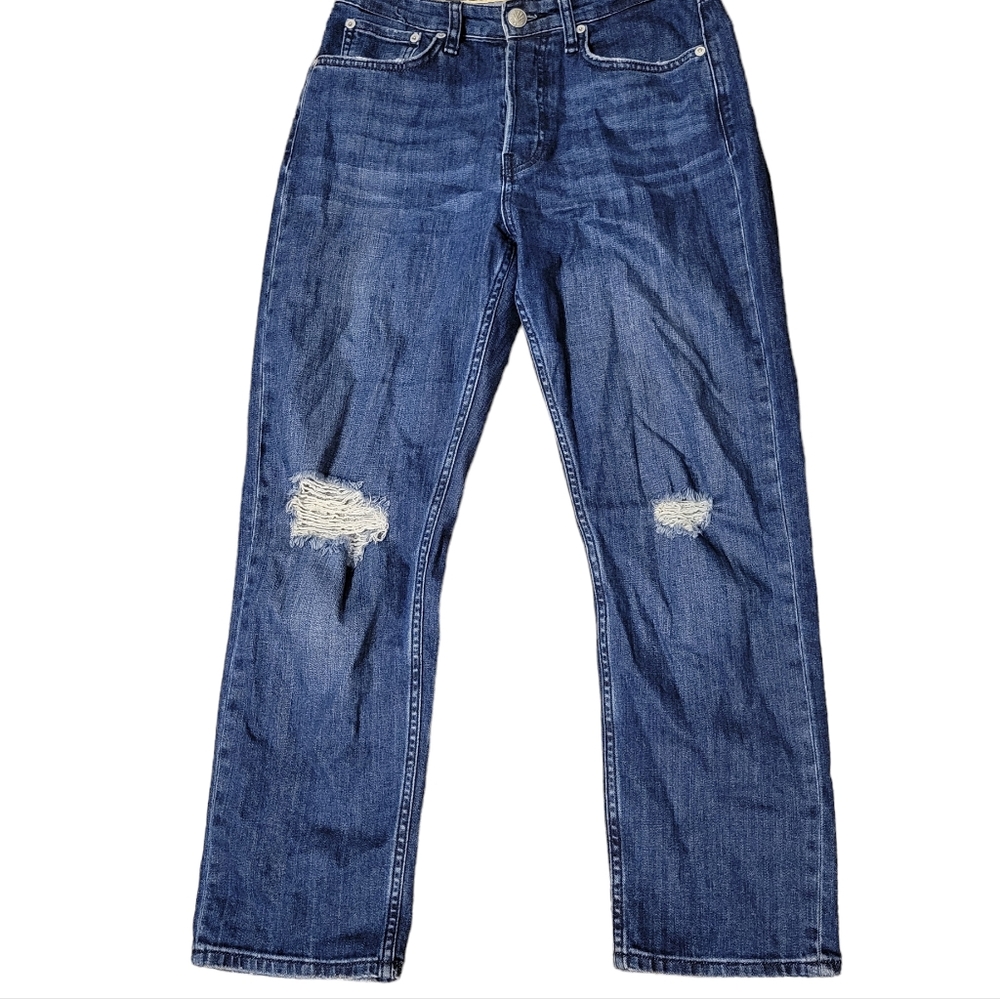 Rag & Bone Maya High Rise Ankle Slim Distressed Jeans